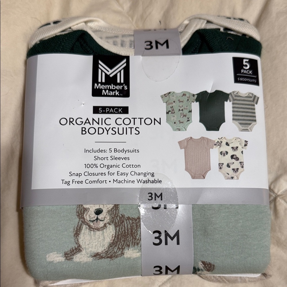 Member's Mark Organic Cotton Bodysuits - Green, Cream, and More